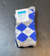 The Children's Place Boys Argyle Striped Crew Socks 3-Pack, Med 1-2