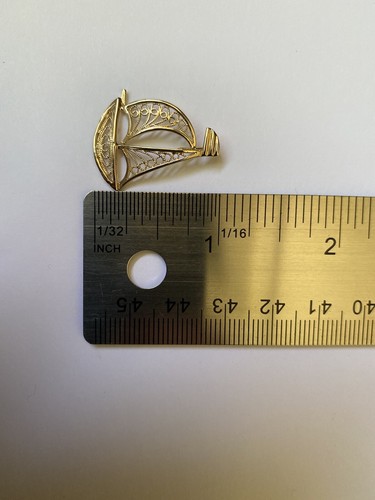Colgante "VELERO" de filigrana de oro amarillo macizo de 14k, dije--Ancho: 3/4"--Longitud:1" - Imagen 8 de 9