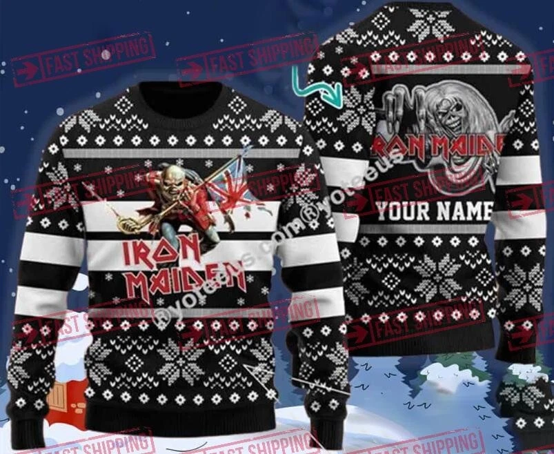 New! Iron Maiden Ugly Sweater Christmas 2024