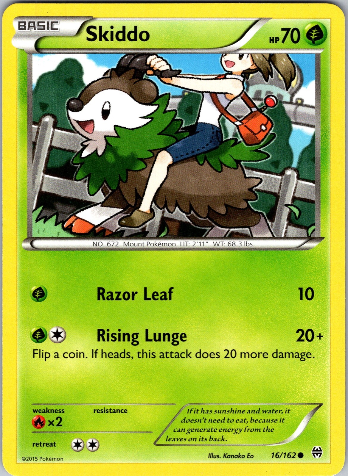 Pokemon TCG Skiddo XY BREAKthrough 16/162 Regular Common Card Near Mint NM