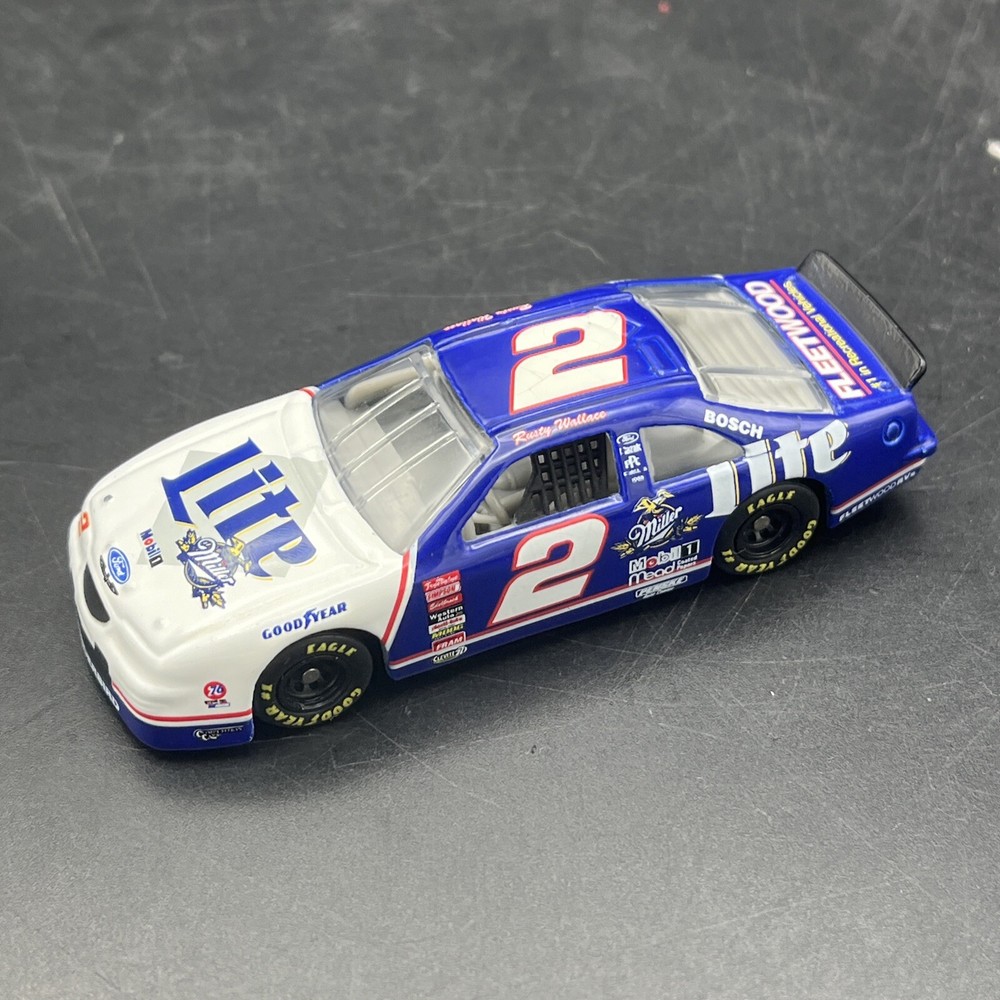 REVELL RACE CAR 1:64 WHITE #2 MILLER RUSTY WALLACE FLEETWOOD MOBIL BLUE FORD