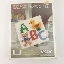 Vintage National Yarn Crafts Latch Hook Kit P436 ABC 12 x 12"
