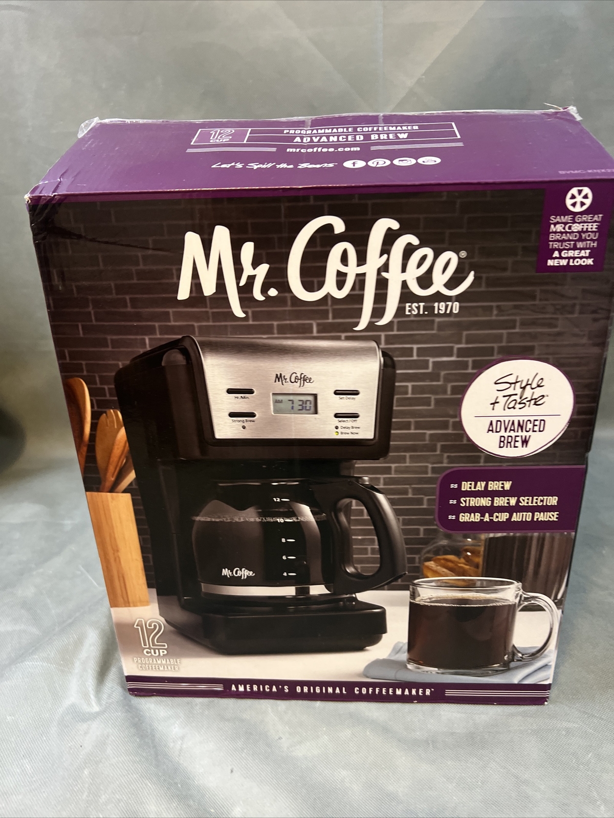 Mr Coffee 12 Cup Coffee Maker Black Programmable Delay Automatic 900W