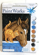 Dimensions - PAINT WORKS   91305 - "Pony and Kitten"  PAINT-BY-NUMBER KIT