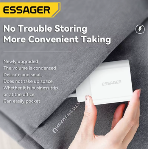 ESSAGER Fast Charger Adapter 20W with USB-C to iOS Cable for iPhone, Tablets - Photo 6 sur 11