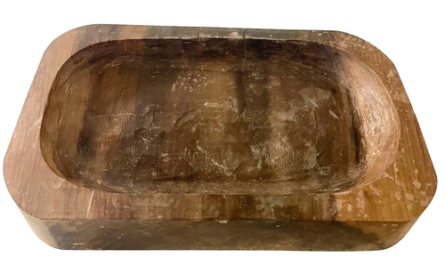 Carved Wooden Dough Bowl Primitive Wood Trencher Tray Rustic Home Decor 13”x8” - Foto 5 di 9
