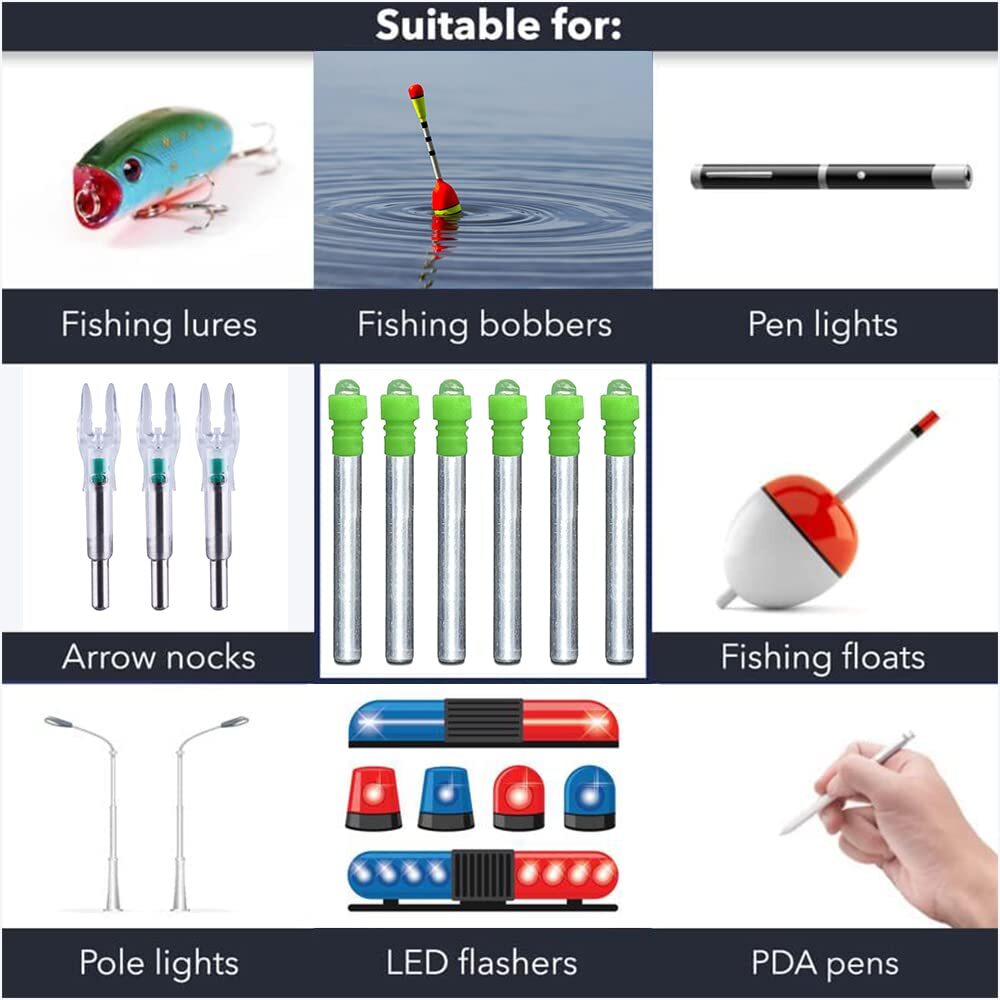 Lot De 6 Batteries De Remplacement Pour LED Bobber Light – Vert, Pour Arc/pêche
