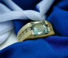 14K Solid White Gold Aquamarine & Diamond Ring Size 4.5  SALE SAVE 1500  #R832