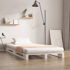 WALPLUS Pallet Bed White 100x200 cm Solid Wood Pine Single Bed