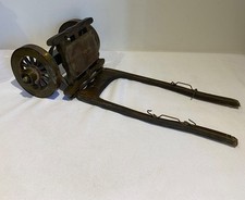 Vintage Horse Drawn Cart Two Wheeled Wagon Wooden Model Rare