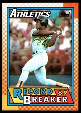 Rickey Henderson 1990 Topps #7 Oakland Athletics FREE SHIPPING AutographDen