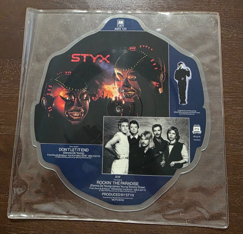 Styx Don’t Let It End Shaped Picture Disc 1983 AMX120 Near Mint Vinyl Unplayed - Image 2 of 3