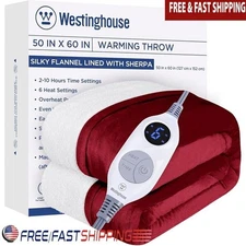 Electric Heated Throw Blanket Soft Flannel Sherpa Auto Shut Off 6 Heat Levels US