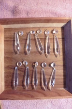 Lot of 10 3" U Drop Chandelier Prisms Hand Cut Lead Crystal Glass Lighting Parts