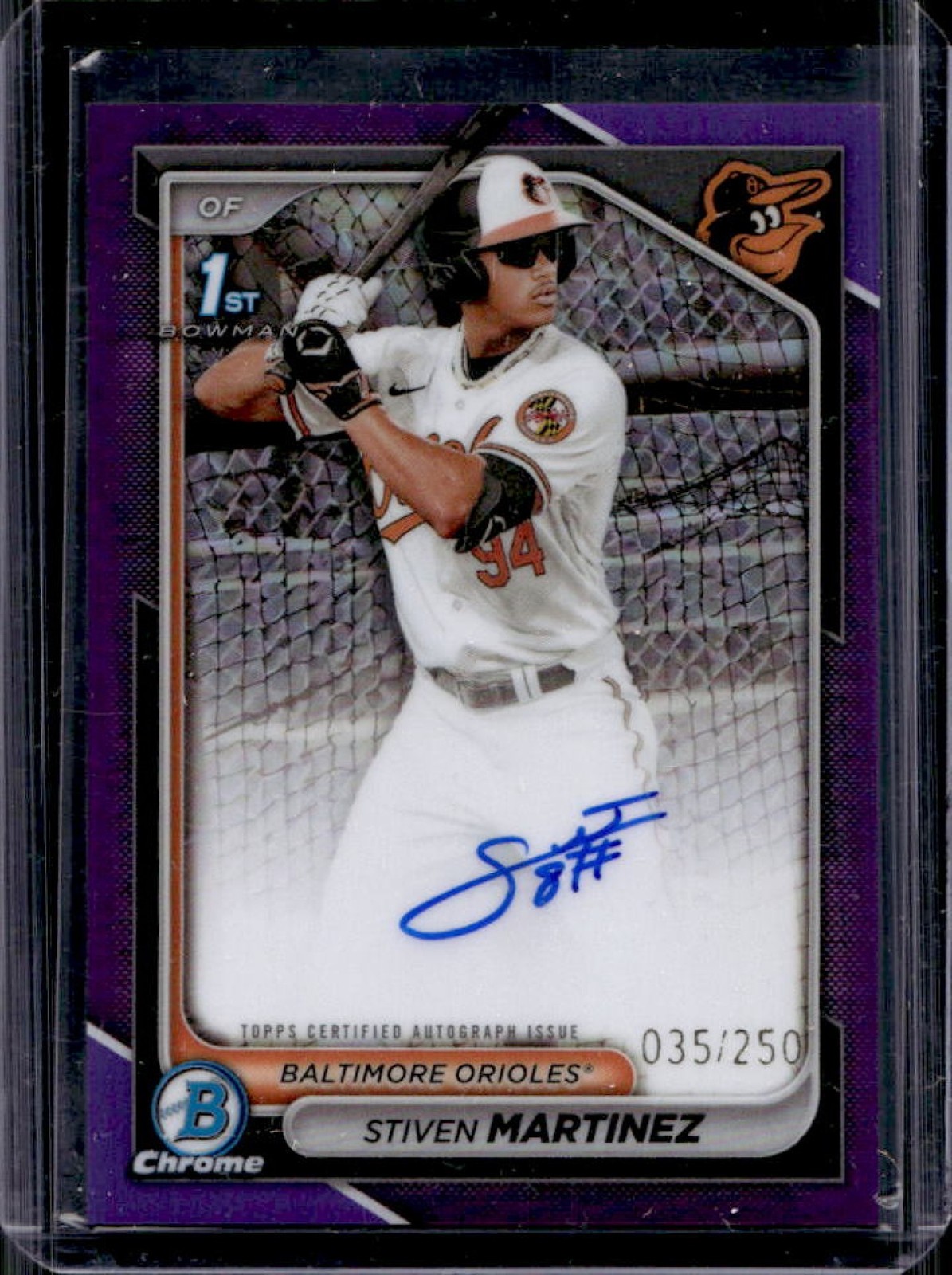 2024 Bowman Chrome Stiven Martinez Auto Purple Refractor 1st #/250 Orioles