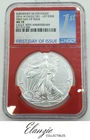2016-W American Silver Eagle Burnished First Day of Issue 30th Anniv NGC MS70