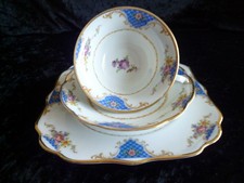 Schwarzenhammer Porzellan Sammeltasse/Gedeck mit Blumen Dekor u. Goldrand, antik