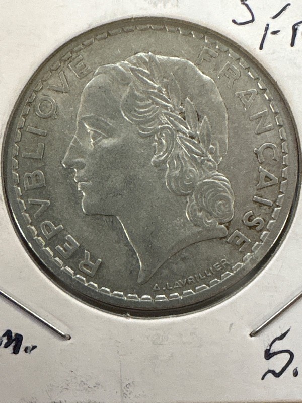 UNC 1947  France 5 Francs
