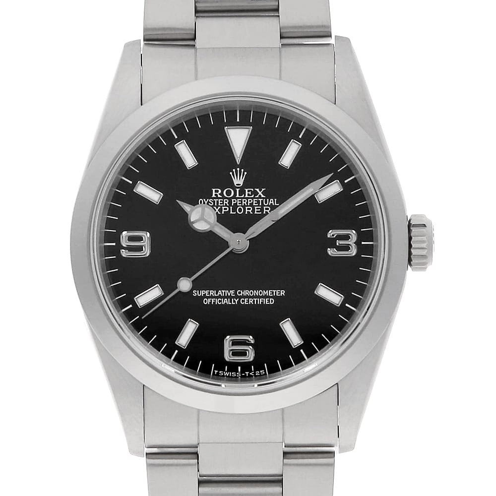 ROLEX Explorer I 14270 black U Number second hand mens