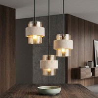 LED HäNgelampe Schwarz Pendelleuchte Wohnzimmerlampe Glas Amber Metall H 130Cm