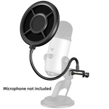 Dual Layer Microphone Pop Filter Studio Recording Mic Wind Screen with Gooseneck