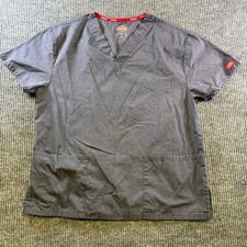 Dickies Scrub Top Medium Gray Cotton Blend Short Sleeve V-Neck Medical Uniform