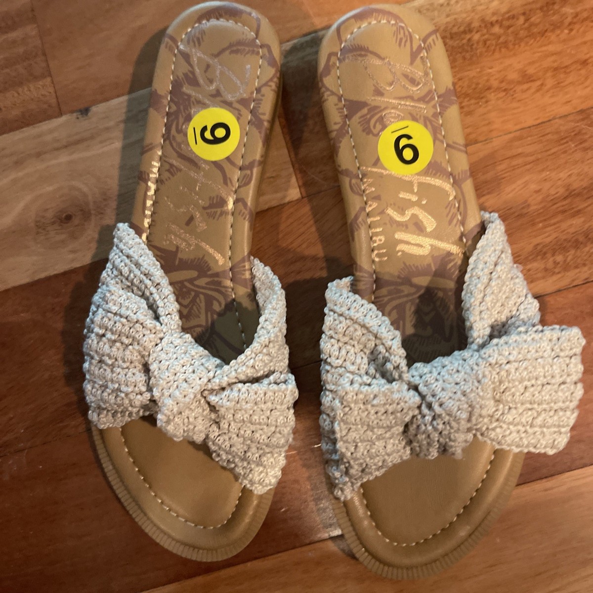 Blowfish Malibu Anina Bow Tie Slides Sandals Malibu Beige Crochet