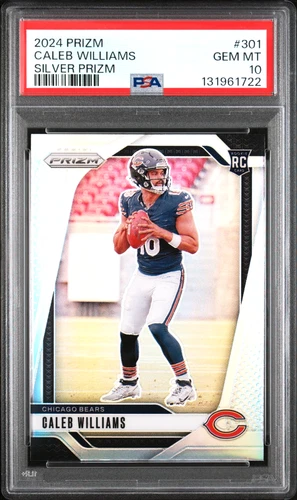 CALEB WILLIAMS 2024 PRIZM SILVER ROOKIE RC #301 PSA 10 GEM MINT! BEARS NFL USC!