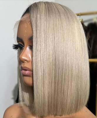 Ash Blonde Bob Wigs Human Hair 180% Denstiy 13x4 HD Lace 14''