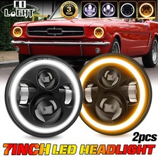 For Ford Mustang Fastback 1965-66 1967-78 7" Round LED Headlight W/Amber DRL DOT