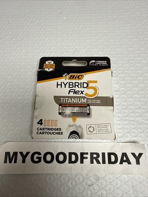 BIC Hybrid Flex 5 Titanium Razor Refill Cartridges 4 Pack for Men Face