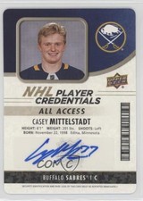 2018-19 MVP NHL Player Credentials Access Entry Level Casey Mittelstadt Auto 2u9
