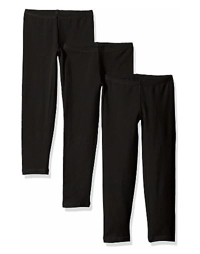 Paquete de 3 leggings Hanes Tag Free algodón suave elástico negro azul marino blanco XS XL para niñas