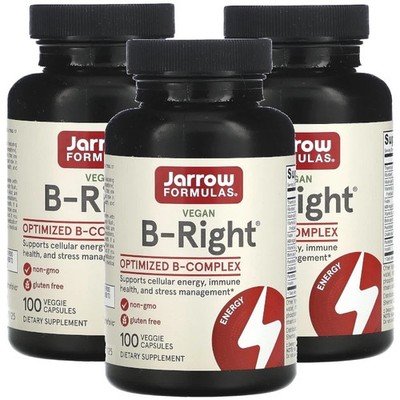 Jarrow Formulas B-Right Complex 100 Veggie Caps 3 Pack Total 300 CT Vitamin B
