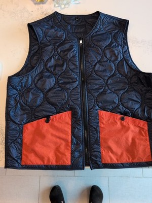 MANIFATTURA CECCARELLI Gilet Vest US 50 Wool Insulated Blue/Orange Italy 2XL