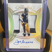 Joe Greene 2025 Panini Flawless  Dual Patch on card Auto 04/25 Steelers