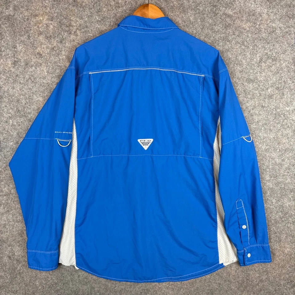 Columbia PFG Hombres XL Azul Omni Tono Ventilado Camisa de Pesca Bolsillo con Cremallera Foto 2 de 4