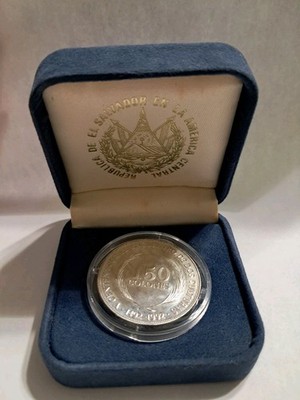 1992 El Salvador Silver 150 Colones - Discovery of America / Columbus Ships