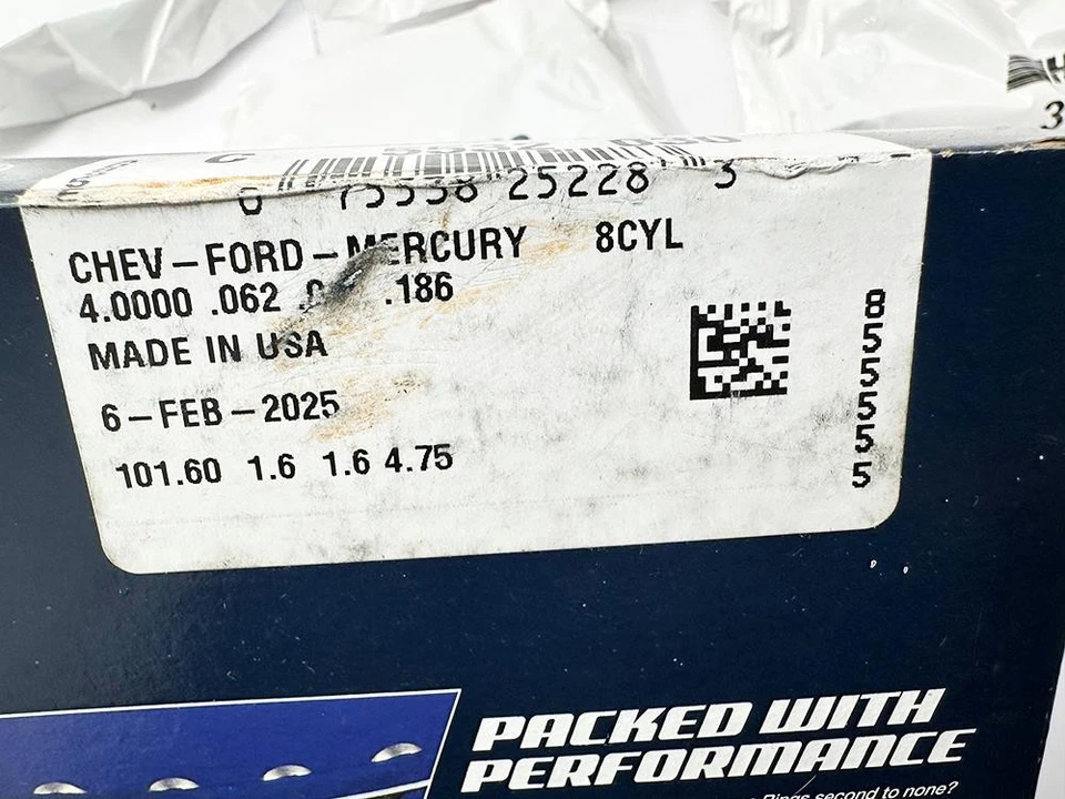 Conjunto de anéis de pistão Hastings C5532030 8 cilindros NOVO FRETE GRÁTIS RÁPIDO - Imagem 4 de 4