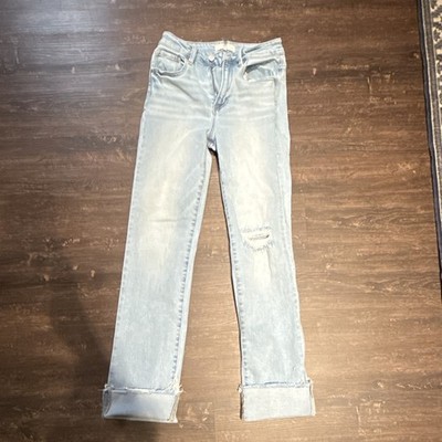 Risen Jeans Women's Light Wash Skinny Slim Stretch Distressed 5-Pocket 5/27