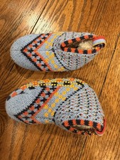 Bombas Gripper Slipper Socks Lined Kids Toddler Size 5-7 Knit Blue 5c-7c