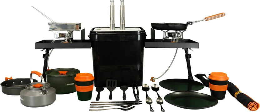 HungerHub The Kitchen in a Bucket - Black - Carp Fishing Camping Cookware Setup
