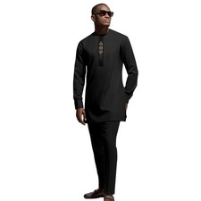 Dashiki for Men African outfits 2 Piece Set Shirt Pants Nigerian Mens Suit We...