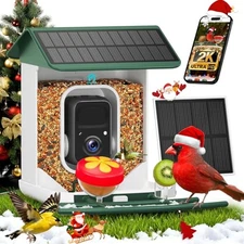 Smart Bird Feeder with Camera-Identify 11,000+ Species, 2K HD Auto AI Green
