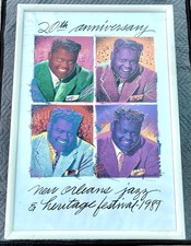 Richard Thomson Fats Domino New Orleans Poster 1989 Jazz Fest Framed Limited Ed