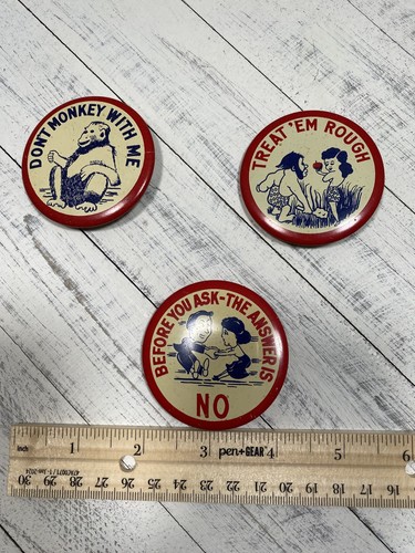 Vintage lot of 3 pin backs: Monkey, Rough & No - Picture 2 of 4