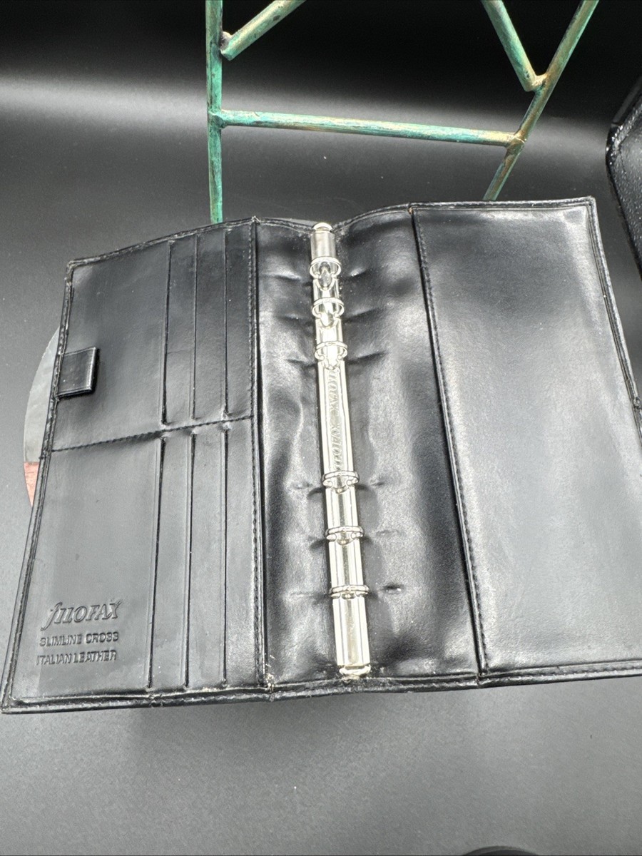 Vintage Filofax Slimline Cross Black Organiser Italian Leather