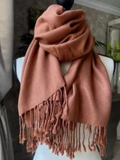 Pashmina Long Jumbo Solid Scarf Shawl with fringe Chocolate Brown 32" x 72"