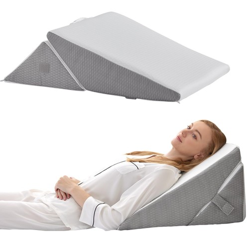 Wedge Pillow for Sleeping, Adjustable 9&12 Inch Foldable Bed Wedge Pillow Set...