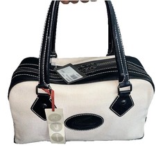 Lacoste MED Canvas Cream And black Boston Bag Wit Tote Bag
